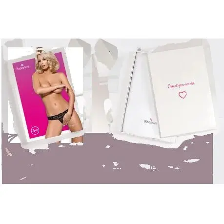 Мереживні танги з доступом Obsessive 837-THC-1 S/M, чорні - фото 8