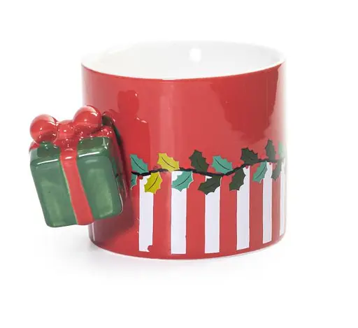 Чашка новогодняя Olens 8030-295 Новогодний сюрприз с декоративной рукояткой керамика 350 мл Красная - фото 2