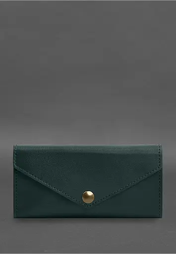 Кожаный клатч (портмоне) на кнопке 5.0 Зеленый краст - фото 2