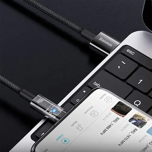 Кабель Baseus Explorer Series Auto Power-Off USB-A to USB-С 100w 2m Black (CATS000301) [152038] - фото 9