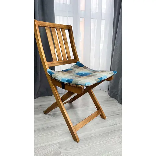 Водоотталкивающая подушка на стул Шахматка синяя (2 шт.) - фото 2