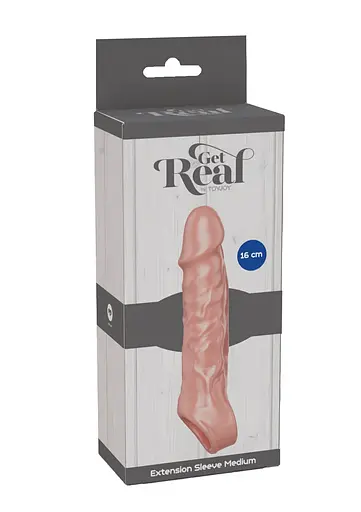 Насадка на пеніс Get Real Extension Sleeve M 16 см (тілесний) - фото 4