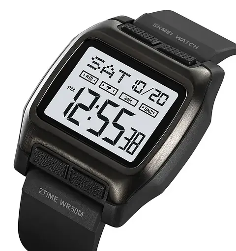 Часы мужские спортивные наручные Skmei 2193 (Черный с белым циферблатом) - фото 2