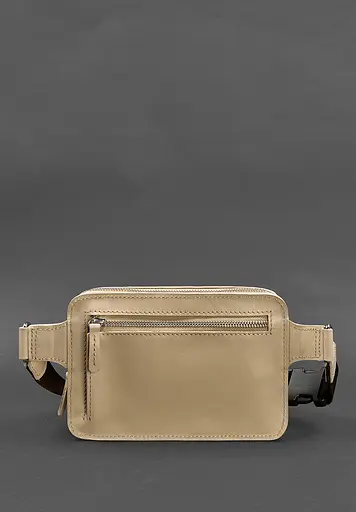 Шкіряна жіноча поясна сумка Dropbag Mini світло-бежева - фото 3