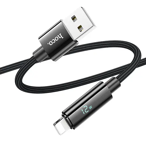Дата кабель Hoco U125 Benefit 2.4A USB to Lightning with display (1.2m) Black - фото 3
