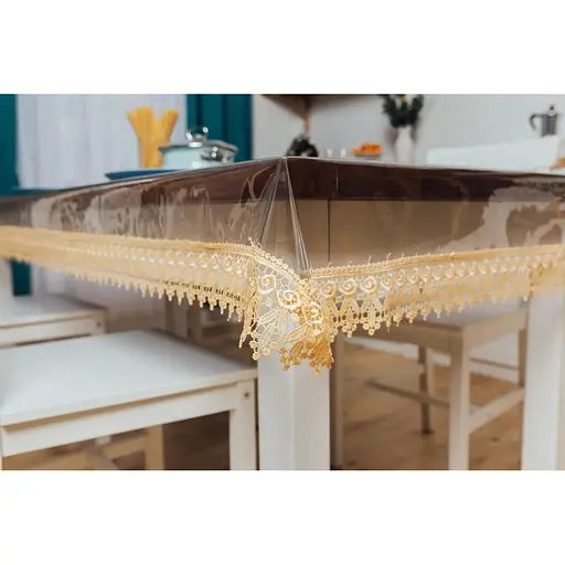 Силіконова скатертина з золотим мереживом 7 см 360х120 см