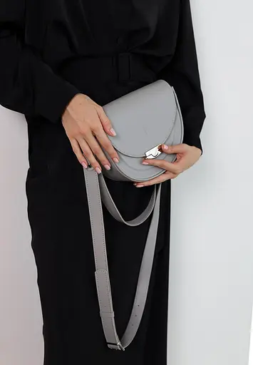 Жіноча шкіряна сумка Kira сіра - фото 2