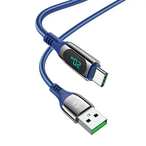 Кабель с экраном Hoco S51 USB - Type-C 1,2 м нейлоновый синий 6931474749246 - фото 1