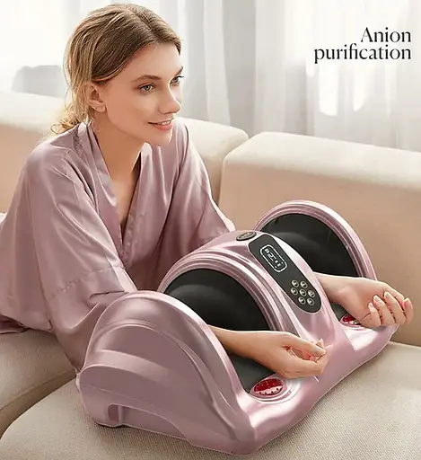 Массажер для ног (роликовый, компрессионный массаж, вибрация, прогрев) Benbo АМ-04 Розовый - фото 4