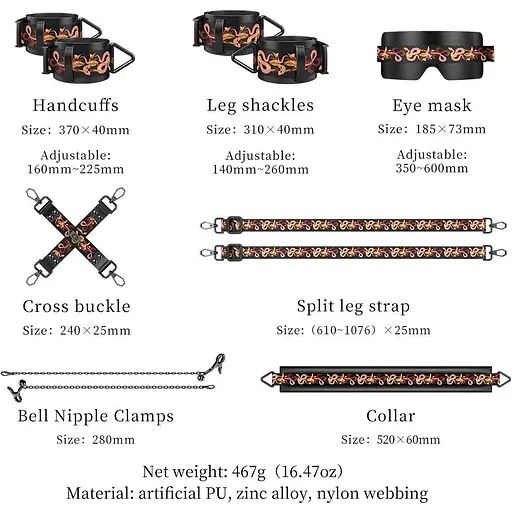 БДСМ-набір Lockink The FloweRing Serpent - Bondage Set, 7 шт. - фото 11