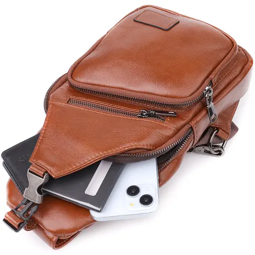 Чоловіча сумка через плече з натуральної шкіри Vintage 19х32х8 см sum0027408 - фото 8