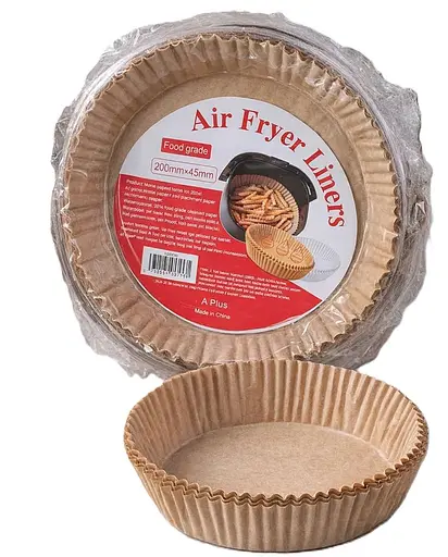 Бумажные вкладыши круглые для аэрофритюрницы Air Fryer Liners 50 шт термостойкие 200×45 мм Коричневый - фото 1