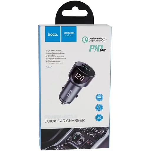 Авто зарядное устройство Hoco Z42 PD 20w QC 3.0 Серый - фото 2