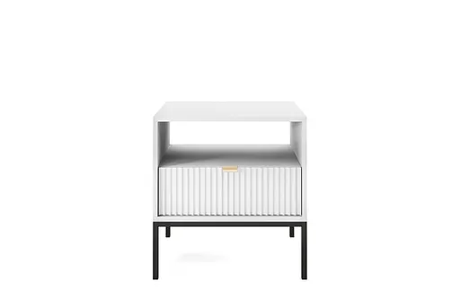 Тумба приліжкова Perfect Home Нова / Nova з 1 шухлядою і чорними ніжками S54 Білий (PFH-091260) - фото 2