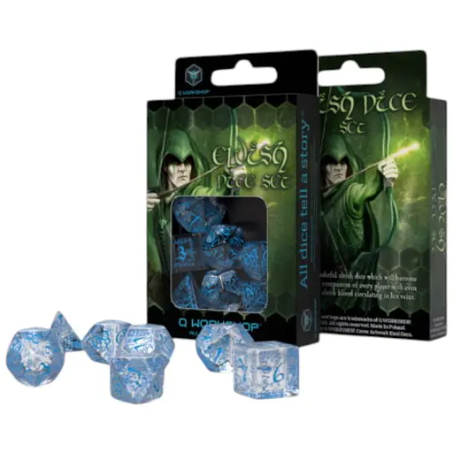 Набір кубиків Elvish Translucent & blue Dice Set , 7 шт. (SELV08)
