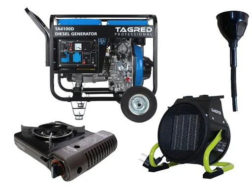 Генератор дизельний Tagred + газова плитка Orcamp CK-505 + електричний обігрівач Gardyer HE2000 (KTA4100D) - фото 2