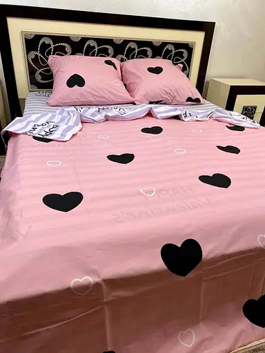 Постельное белье хлопок Счастливый Полутораспальное 150 x 220 Бязь Розовое 70 х 70