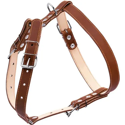 Шлея Collar подвійна для середніх собак (ширина 25мм, А:49-68см, В:68-80см) коричневий - фото 2