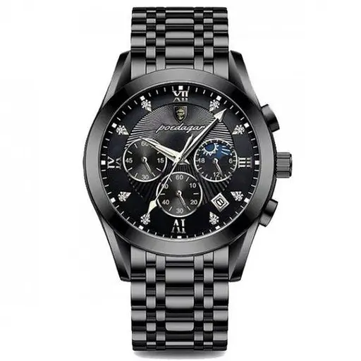 Часы мужские наручные Poedagar Magnat Steel (Черный)