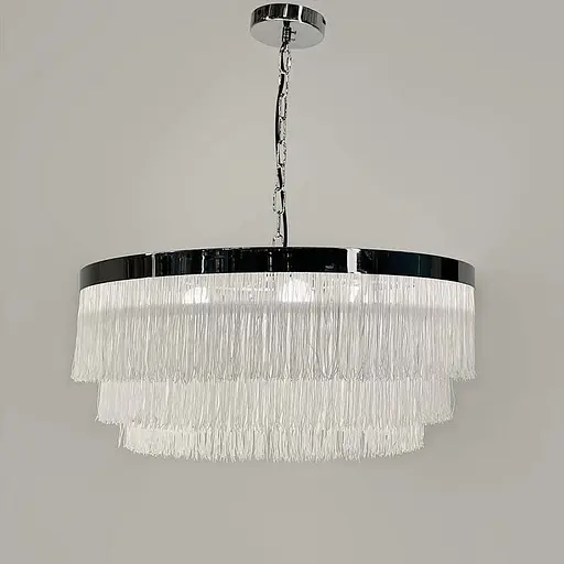 Підвісна 3-х ярусна люстра в хромованому корпусі Ø 80 см | Line F | Арт. MJ294-800 Silver+WT - фото 3