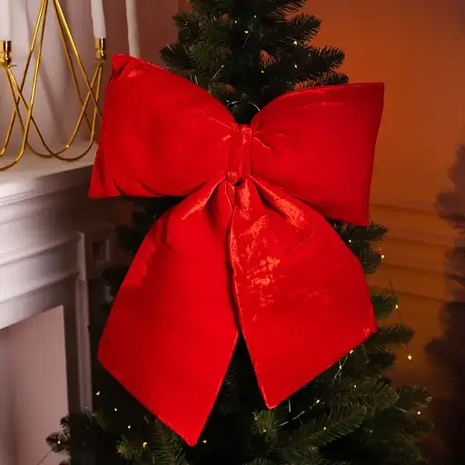 Новорічний оксамитовий бант Yiwu 55*70 см на ялинку та двері Червоний CR-2-13 - фото 2