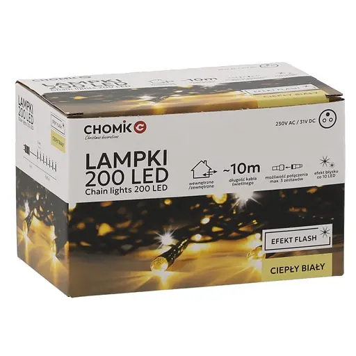 Гирлянда Гирлянда Chomik 200 LED теплый белый 10 м (LED9478)