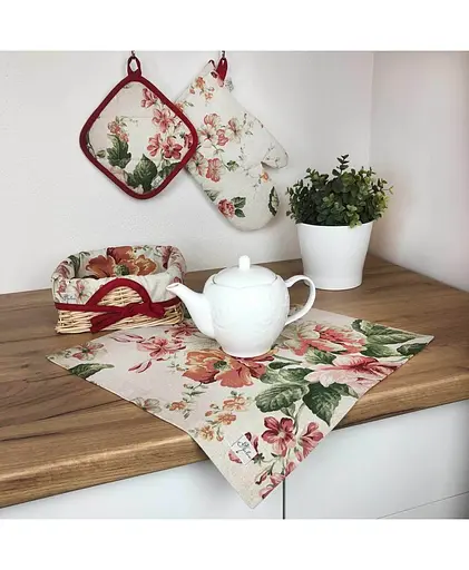 Серветка Прованс Глорія, 40х40 см, Троянда, червоний із зеленим (15416) - фото 3