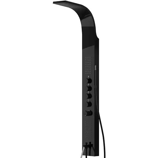 Душова панель Corsan Samsara black з виливом та термостатом S003TBLW, Чорний матовий - фото 1