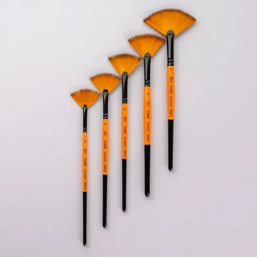 Пензель синтетика віялова FLAME 1368FN №2 коротка ручка Rosa - фото 4
