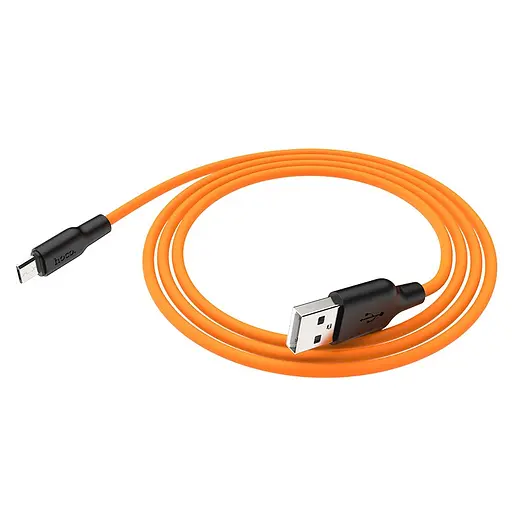 Дата кабель Hoco X21 Plus Silicone MicroUSB Cable (1m) Black / Orange - фото 2