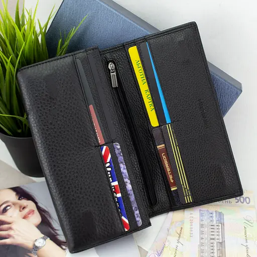 Гаманець жіночий шкіряний Fuerdanni 1180 чорний на магнітах - фото 7