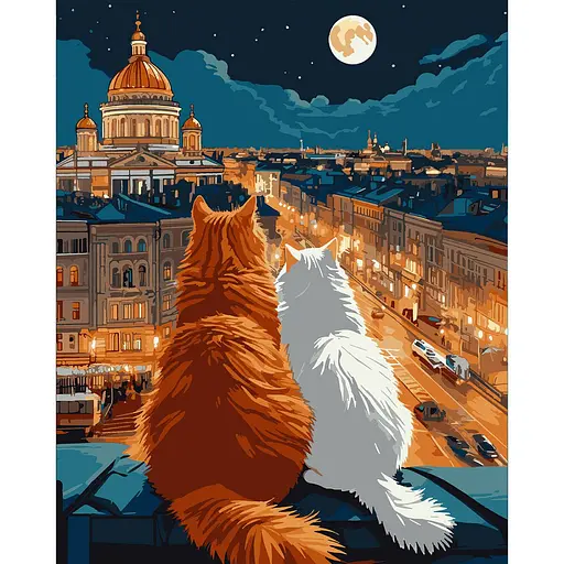 Картина за номерами Santi Коти на даху LED підсвітка 40 x 50 см  (956646)