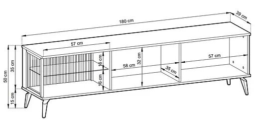 Тумба під ТВ з підсвіткою Вічі / Vici RTV180 3-дверна Горіх/кашемір Perfect Home Польша (PFH-091295) - фото 3