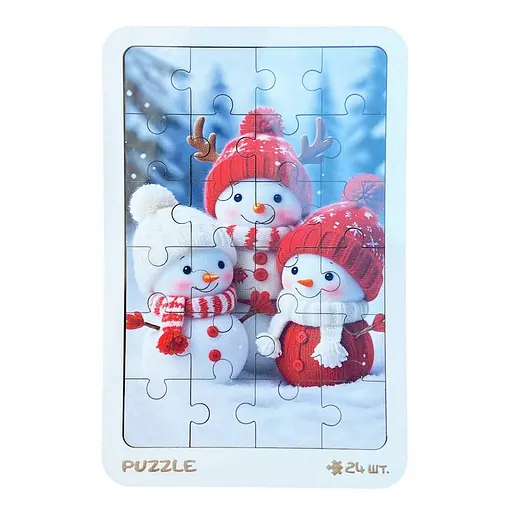 Новорічний пазл-вкладиш "Сніговички" Vladico 3240-19-001, 16х22 см, 200 днів - фото 1