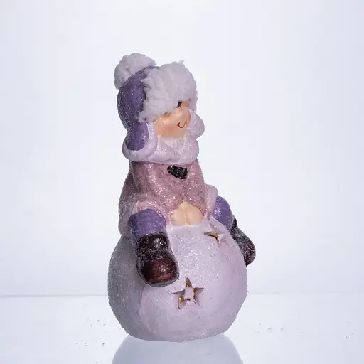 Новорічна фігурка з підсвіткою Дівчинка на сніговій кулі з фарфору 8×7×16 см Yiwu CR-5-8 - фото 5