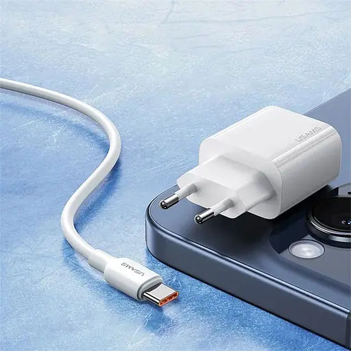 МЗП Usams US-OYXLTZ01 CC226 PD20W (1USB-C) + кабель Type-C to Type-C White - фото 4