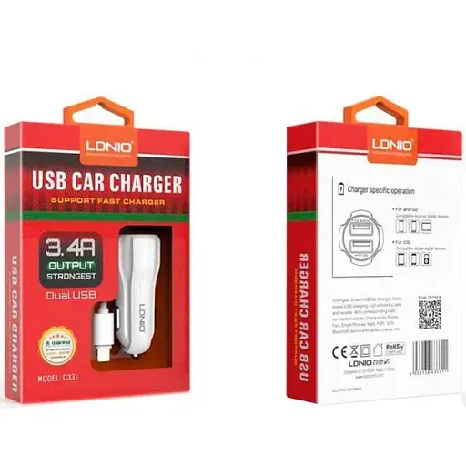 Автозарядний пристрій LDNIO DL C331 Lightning - фото 1