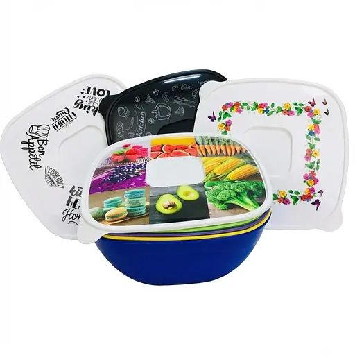 Салатник Лотос с крышкой и рисунком в ассортименте 2.5 л