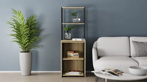 Стіл-тумба трансформер Смарт 3/2 з етажеркою Ferrum-decor 1430x1450x600 Чорний метал ДСП Дуб Сонома 16 мм (FRD-105119) - фото 11