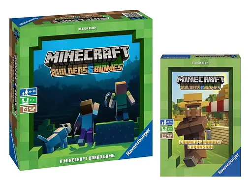 Настільна гра Ravensburger Майнкрафт: Будівельники та Біоми з доповненням Фермерський ринок (англ.) (PS039+1)