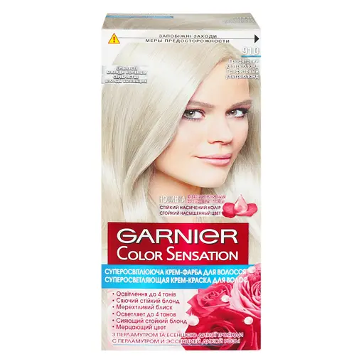 Устойчивая крем-краска для волос Garnier Color Sensation оттенок 910 блестящий блонд 110 мл (C5653279)