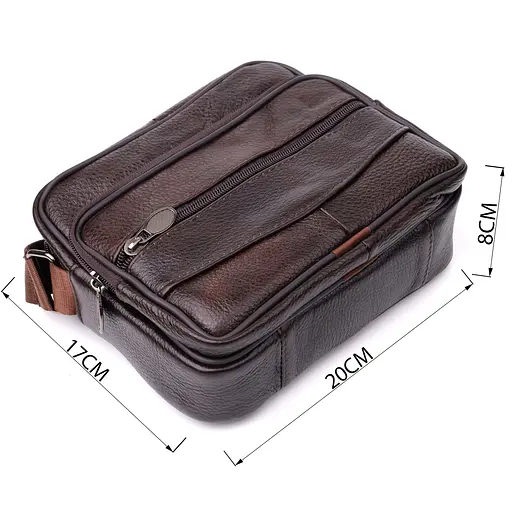 Горизонтальна зручна сумка з ручкою для чоловіків із натуральної шкіри Vintage 20х17х8 см sum0027476 - фото 13