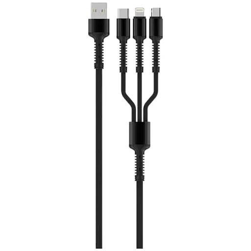 Кабель ColorWay 3в1 Lightning+MicroUSB+Type-C 4.0A 20W Grey