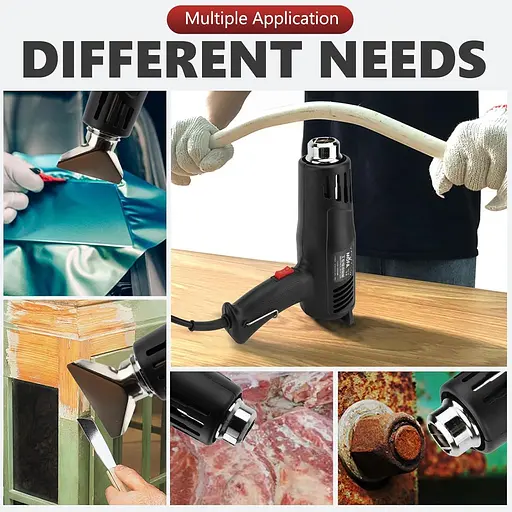 Тепловий пістолет, промисловий пістолет для гарячого повітря потужністю 1200 Вт з подвійною температурою, кронштейном - фото 4