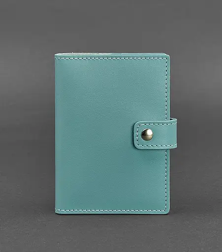 Шкіряна обкладинка для паспорта 5.0 (з віконцем) бірюзова - фото 1