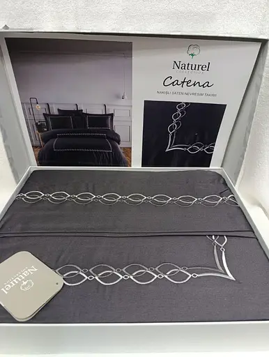 Постельное белье Naturel Catena Grey Сатин с вышивкой Limasso pbe0051871 - фото 1