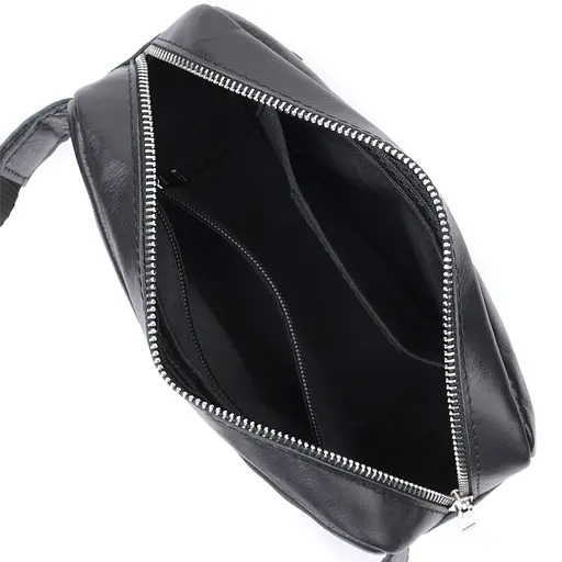 Прямокутна сумка-бананка для чоловіків із натуральної глянсової шкіри SHVIGEL 21х11х5,5 см sum0027510 - фото 7