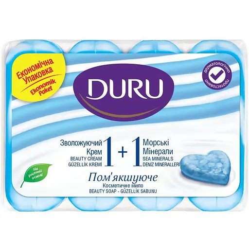 Мило Duru 1+1 Soft Sensations Морські мінерали зі зволожуючим кремом 4 шт. по 80 г