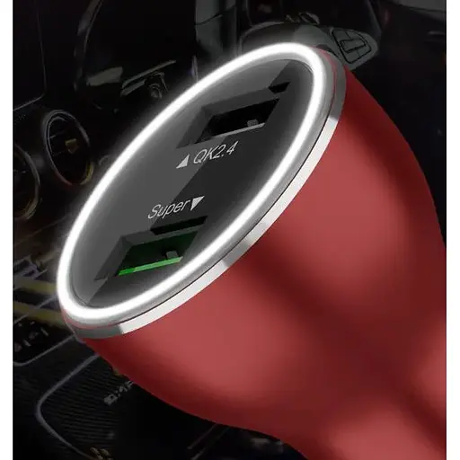 Автомобильное зарядное устройство DK+кабель Warp Charge 2USB 40W (QK739) red - фото 5
