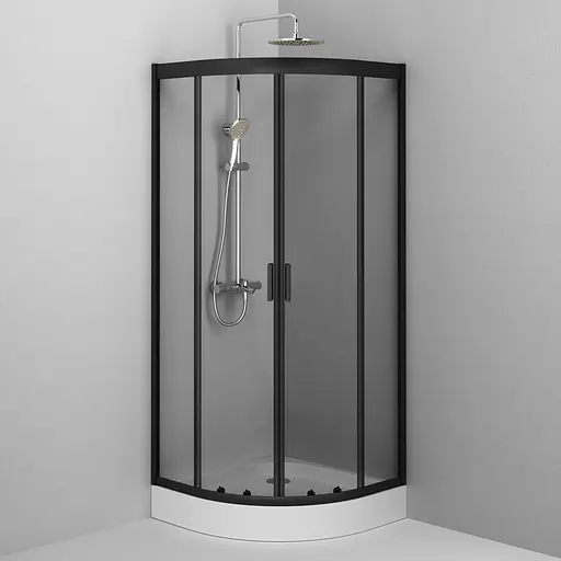 Душевая кабина Am.Pm Gem 1/ 4 Round 80x80 см без поддона black W90UG-401-080BT, прозрачный, черный - фото 3